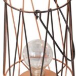 Bordlampe i kobber - Sylinderformet - Med LED lys
