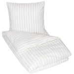 Flanell sengetøy - 140x200 cm - Engholm - Grå striper - 100% bomullsflanell