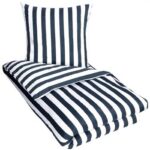 Sengetøy - 100% Bomullssateng - Nordic Stripe blå - Stripete sengetøy - 140x200 cm