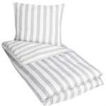 Sengetøy - 100% Bomullssateng - Nordic Stripe grå - Stripete sengetøy - 140x200 cm