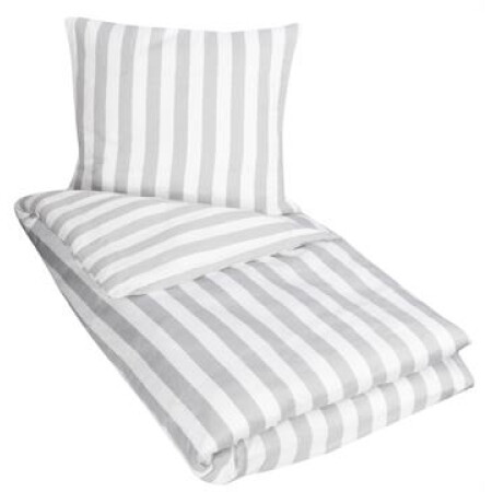 Sengetøy - 100% Bomullssateng - Nordic Stripe grå - Stripete sengetøy - 140x200 cm