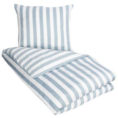 Sengetøy - 100% Bomullssateng - Nordic Stripe støvblått - Stripete sengetøy - 140x200 cm