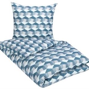 Sengetøy - Cube blue - 140x200 cm - Microfiber sengetøy