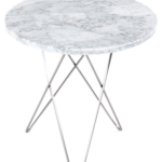 Tall Mini O Table Hvit Marmor Rustfri Stålramme Ø50