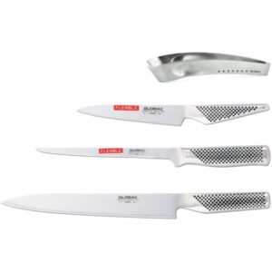 Global Knivsett med 3 Kniver & Fiskebeinspinsett (Fiskesett)