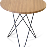 Tall mini O table wood - Oak, black frame